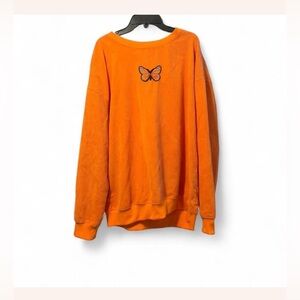 Orange Butterfly-Embroidered Women’s Sweater